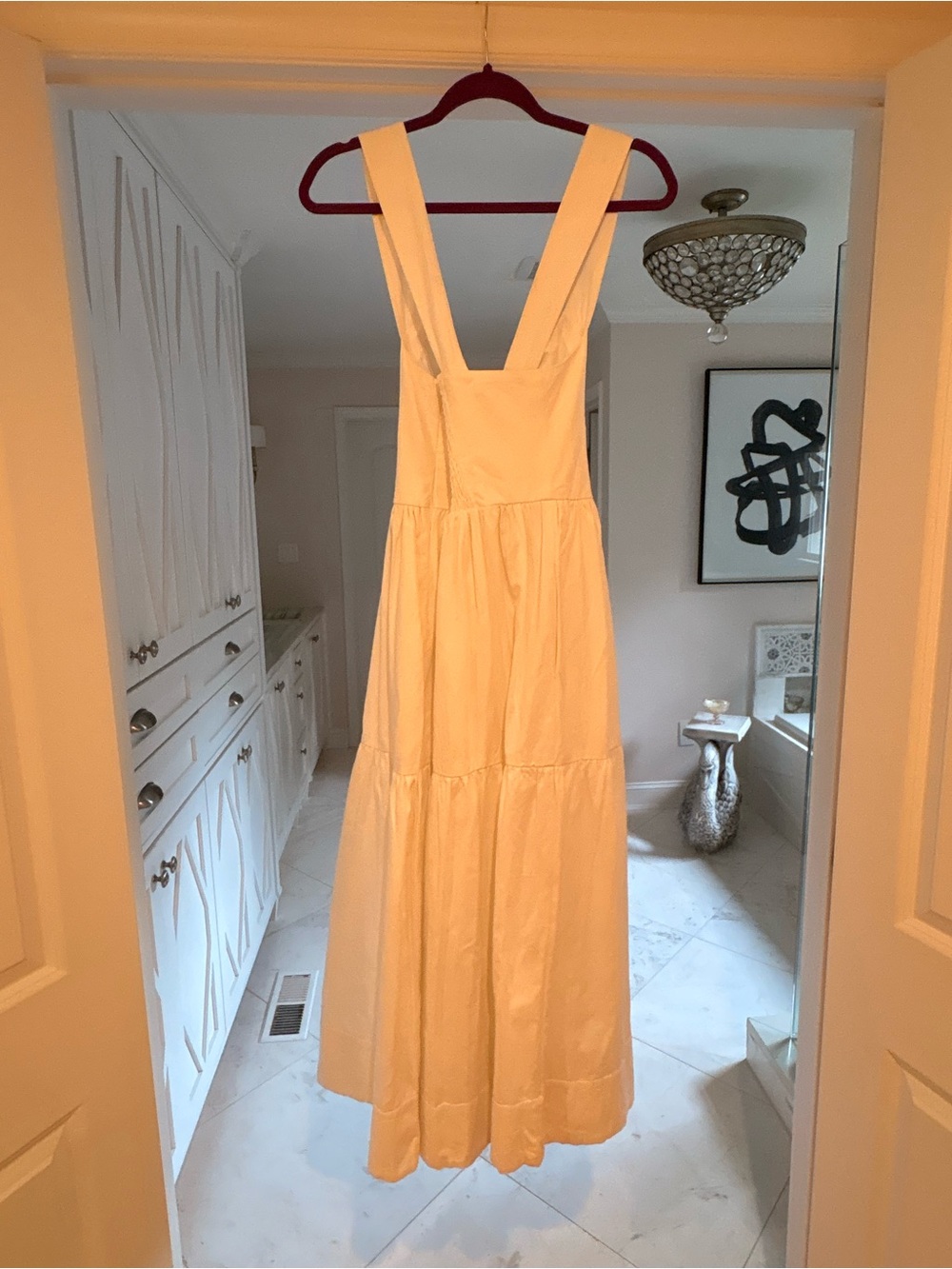 Cream Maxi Pinafore Dress with Wide Straps